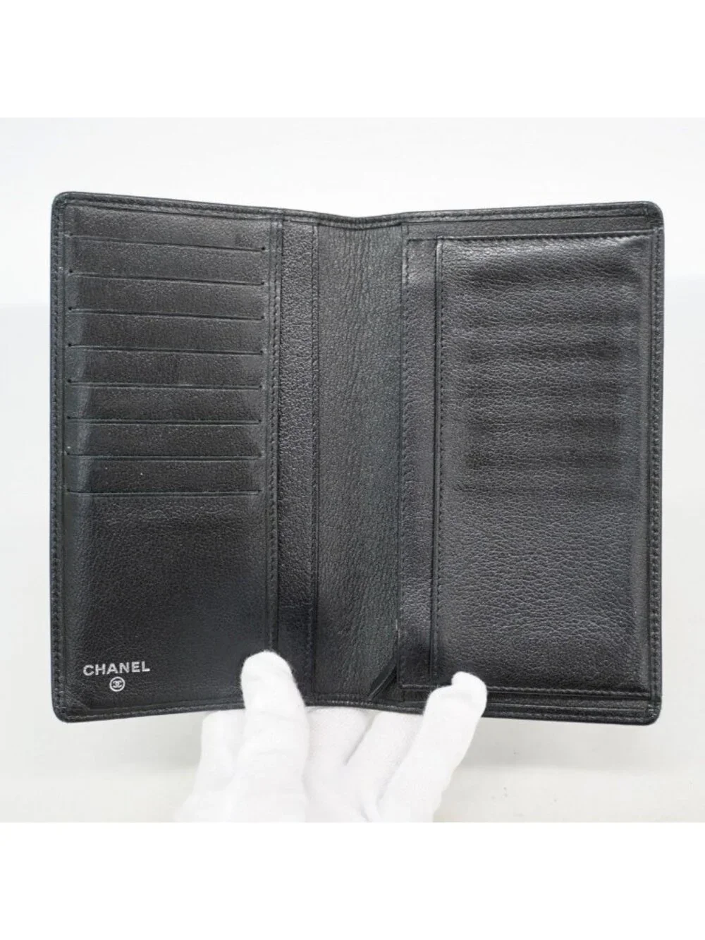 Chanel Wallet Coco Jacket Motif Leather Black Silver